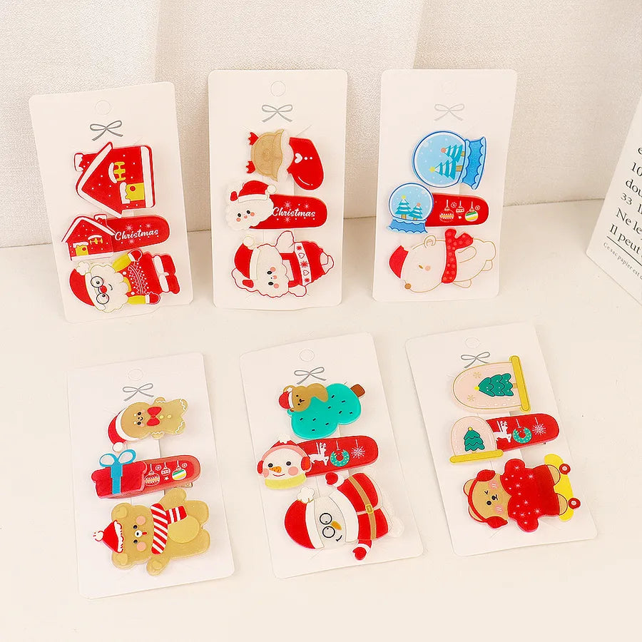 New Style Christmas Cartoon Acrylic Duckbill Hair Clip Sweet Cute Princess Hair Accessory Bangs Hair Clip Girl's Hair Ornament