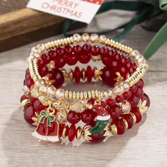 Christmas Gift Bohemian Multi-Layer Bead String Jewelry DIY Crystal String Beads Women's Christmas Bracelet