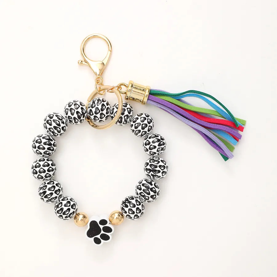 Casual Simple Style Round Wood Beaded Keychain