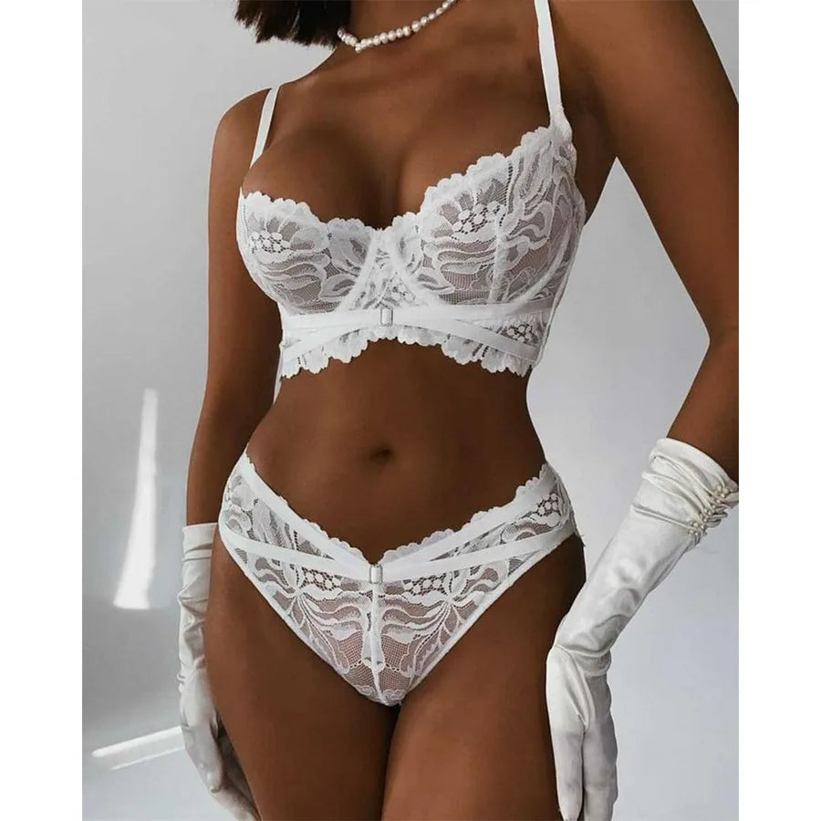simple solid color cute dress girl lace sexy lingerie suit