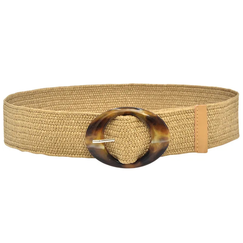 Retro Commute Stripe Solid Color Straw Women's Woven Belts