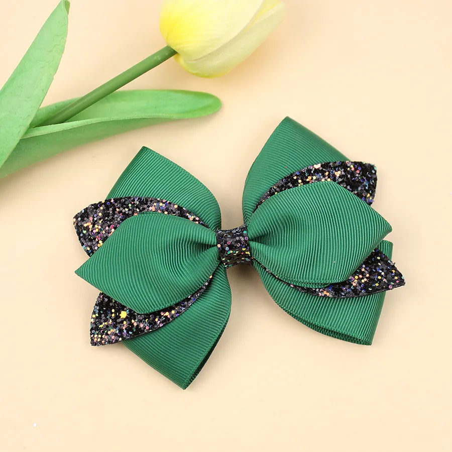 Europe and the United States new double-layer children's glitter film bow hair accessories girls hair clips cute girls hair accessories