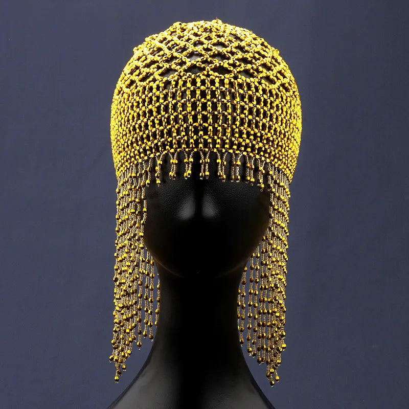 Shiny Women's Solid Color Polyester Tassel Headwear
