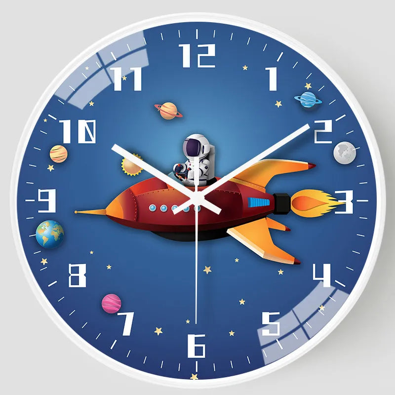 cute round astronaut plastic glass clock