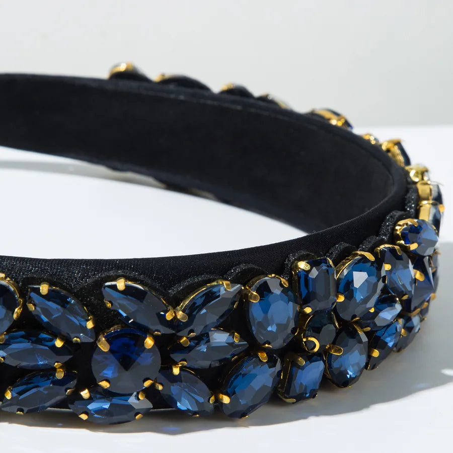 Casual Classic Style Women's Water Droplets Alloy Cloth Glass Inlay Glass Hair Band