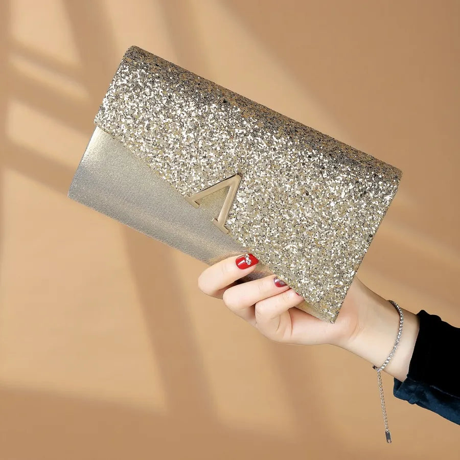 New in stock Sequins PU Clutch Bag Women  Fashion Evening Bag Prom Party Women's Bag
