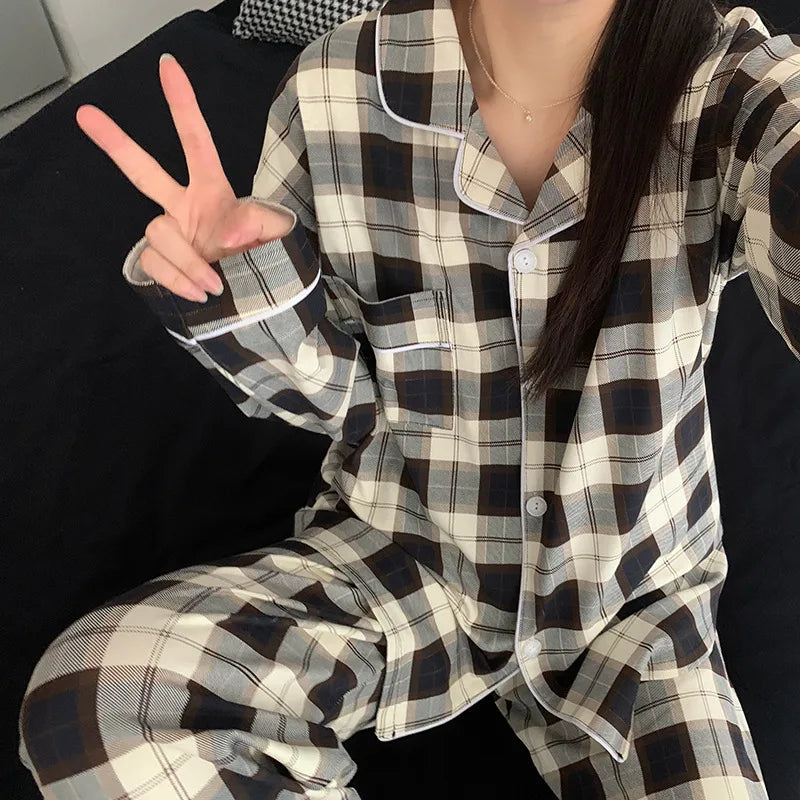 Purple Heart Sweet Style Women's Sleepwear Long Sleeve Home Clothes Spring Autumn High Sensation Dormitory Outdoor Wear Set