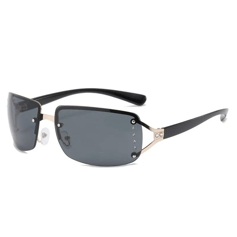streetwear solid color ac square frameless women's sunglasses