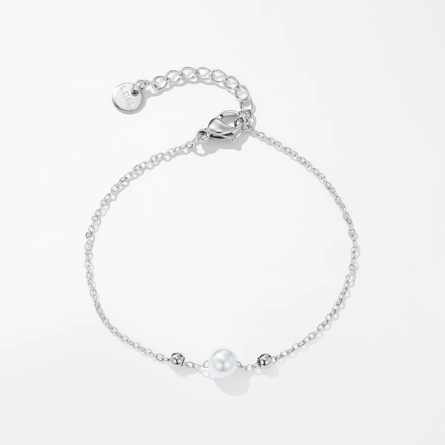Cute Romantic Simple Style Solid Color 304 Stainless Steel cable chain Bracelets In Bulk
