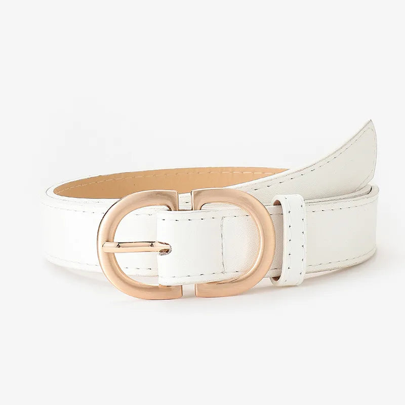 fashion solid color leopard pu leather alloy women's leather belts 1 piece