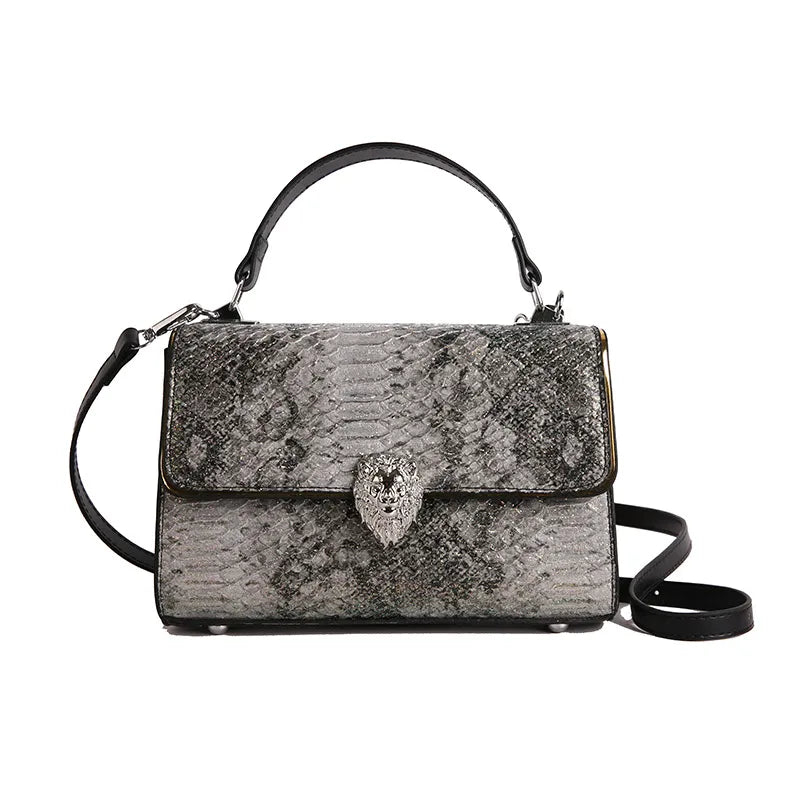 High-Grade Lion's Head Magnetic Snap Bag for Women  New Retro and Fashion All-Matching Shoulder Crossbody Small Square Bag