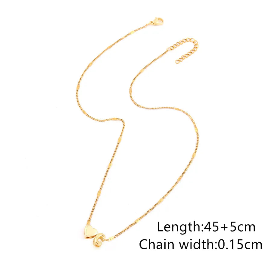 Wholesale Jewelry Simple Style Classic Style Letter Heart Shape 201 Stainless Steel Copper Pendant Necklace cable chain
