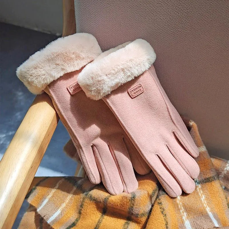 women's simple style solid color velvet polyester gloves 1 pair