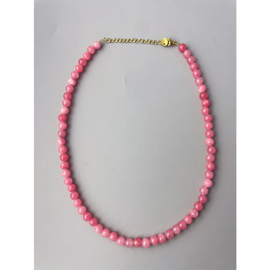 Simple Style Geometric Beaded natural stone Titanium Steel 18K Gold Plated Necklace In Bulk