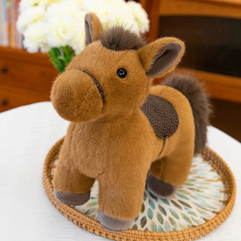 Soft Plush Toy Realistic Horse Doll Comforting Stuffed Animal Toy For Kids PP Cotton Material