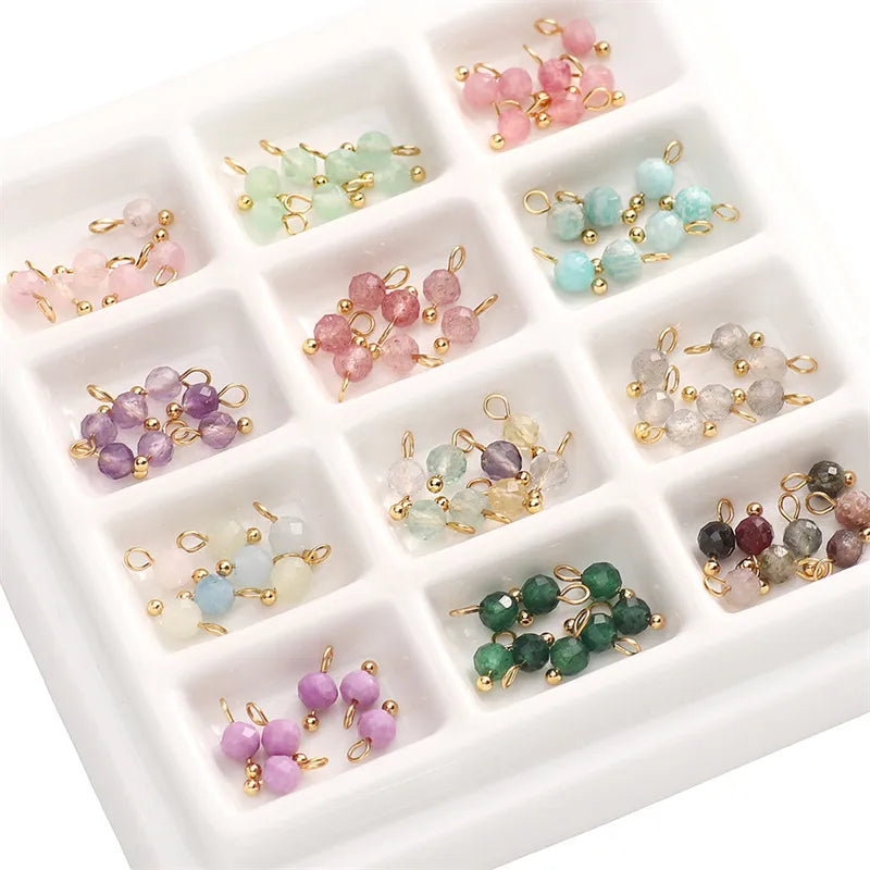 Handmade Natural Stone Pendant Beads Small Drop Earrings Bracelet Necklace Weaving Material Accessories Simple Style Jewelry