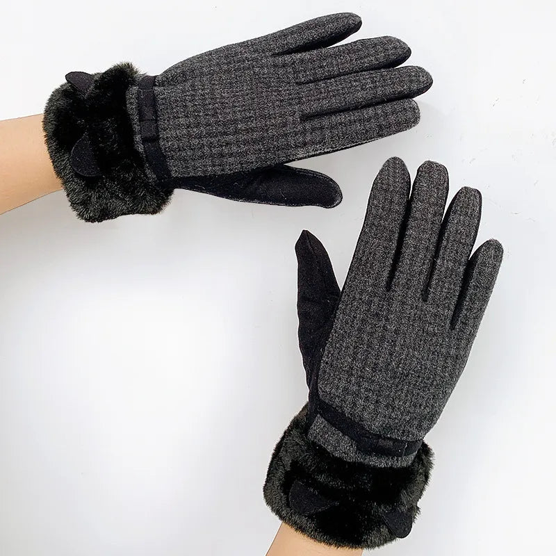 Warm gloves women's winter plus velvet padded suede autumn and winter cold-proof touch screen new cycling ski riding gloves