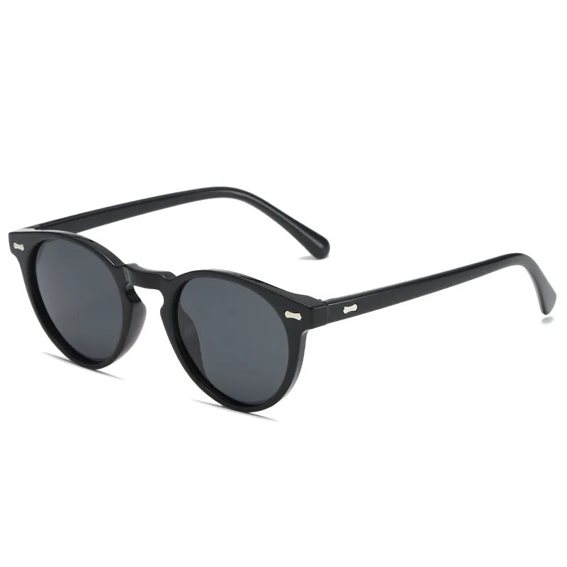 retro simple style solid color tac round frame full frame men's sunglasses