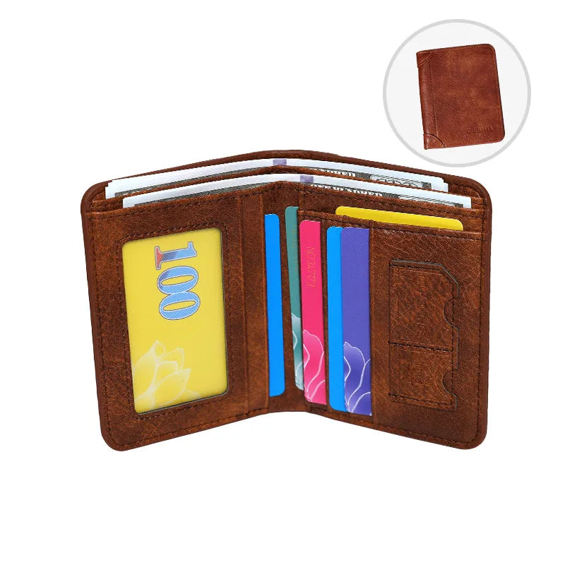 Men's Solid Color Pu Leather Folding Small Wallets