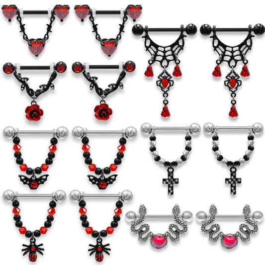 1 Piece Nipple Rings & Studs Hip-Hop Rock Animal Heart Shape 316 Stainless Steel  Alloy Copper Plating Inlay Rhinestones Zircon Black Plated