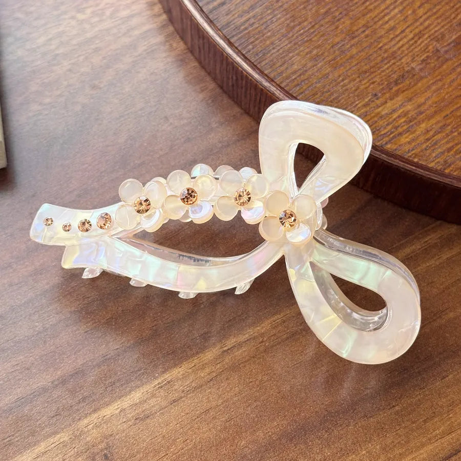 Elegant Large Butterfly Knot Diamond Embedded 3D Flower Hair Clip Luxury High Ponytail Hair Clip For Women Hair Accessories