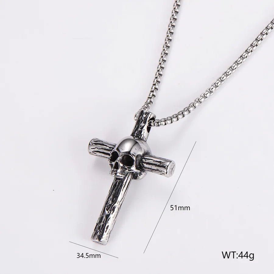 Wholesale Jewelry Hip-Hop Vintage Style Round 304 Stainless Steel Pendant Necklace box chain