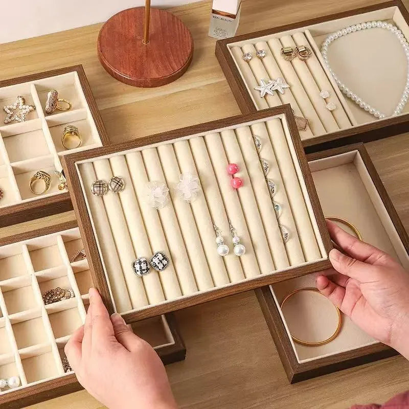 High-End Retro Bead Tray Large Capacity Necklace Bracelet Storage Earring Display Titanium Steel Jewelry Organizer Box