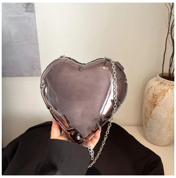 Gold Silver Pink Arylic Gradient Color Solid Color Heart-shaped Evening Bags