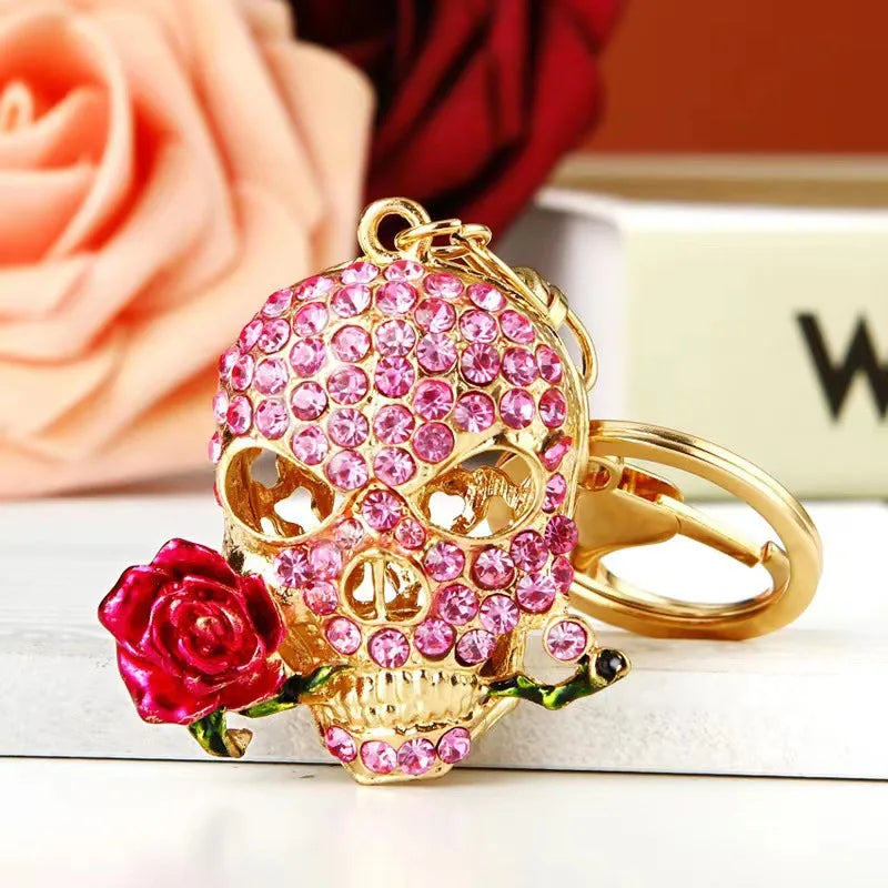 Simple Style Skull Zinc alloy Diamond Halloween Unisex Bag Pendant Keychain