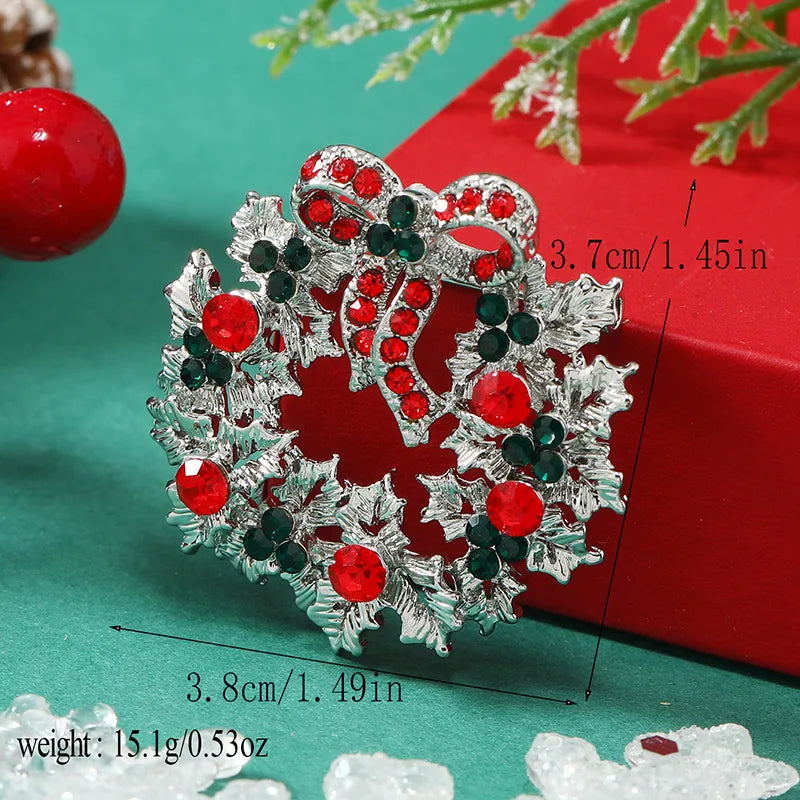 Christmas Bow Knot Bell Snowflake Alloy Plating Inlay Rhinestones Unisex Brooches 1 Piece
