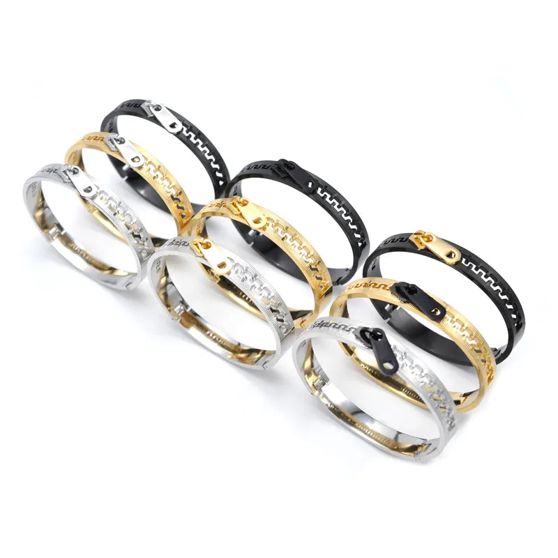 Cool Style Zipper 304 Stainless Steel Bangle In Bulk