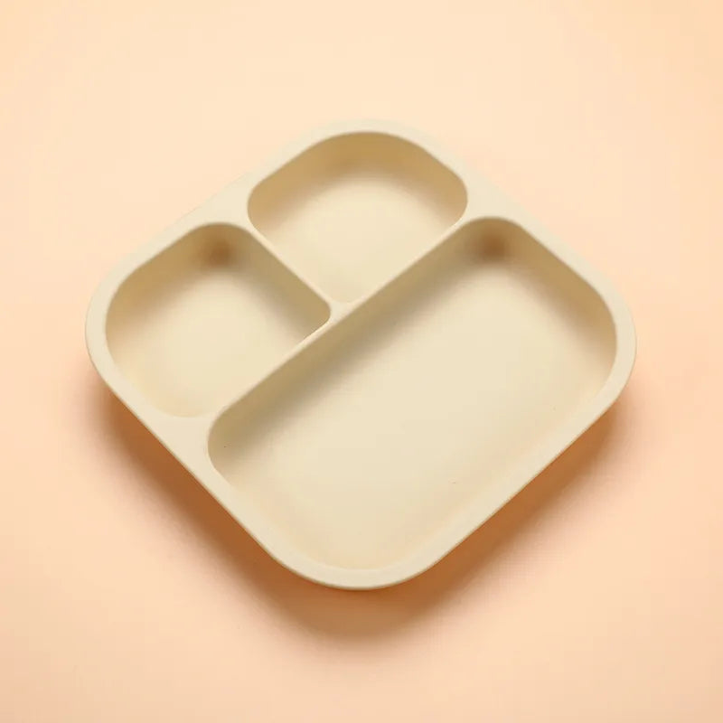 Children's silicone plate food grade complementary food sucker bowl square baby tableware thickened drop-resistant baby tableware