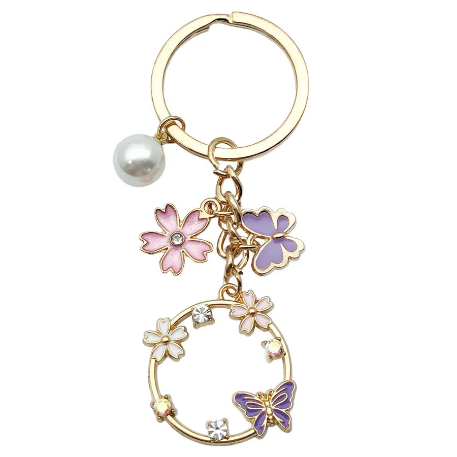 Cute Sweet Heart Shape Butterfly Alloy Enamel Bag Pendant Keychain