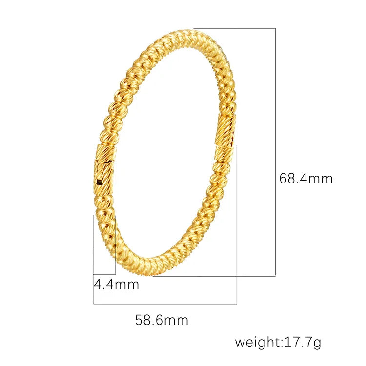 Retro Classic Style Geometric Flower 304 Stainless Steel Bangle In Bulk