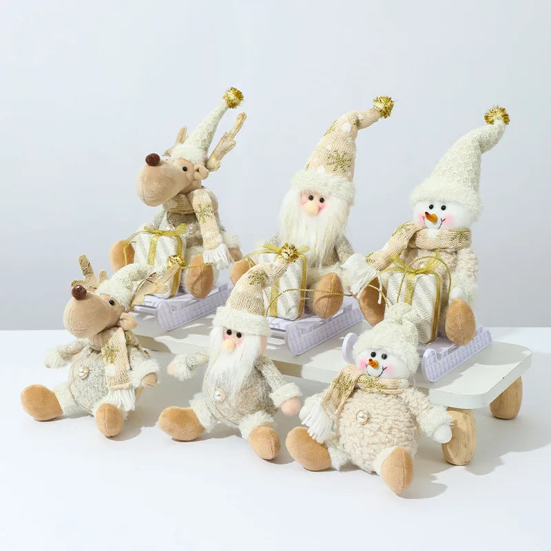 Christmas Decorations Knitted Foam Dolls Snowman Skiing Santa Claus Window Display Ornaments Festive Country New Style