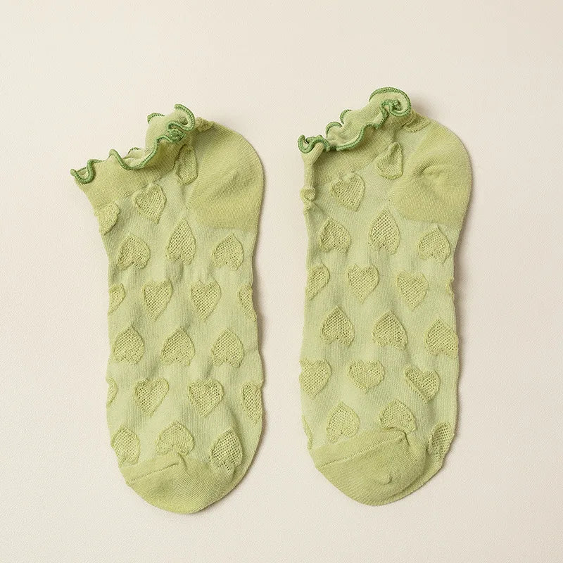 women's fashion heart shape cotton jacquard ankle socks a pair