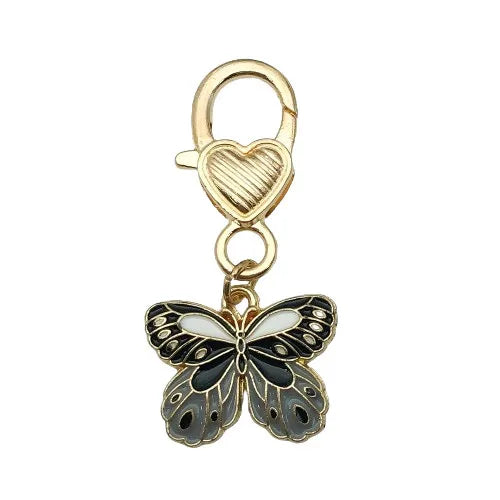 Cute Sweet Heart Shape Butterfly Alloy Enamel Bag Pendant Keychain