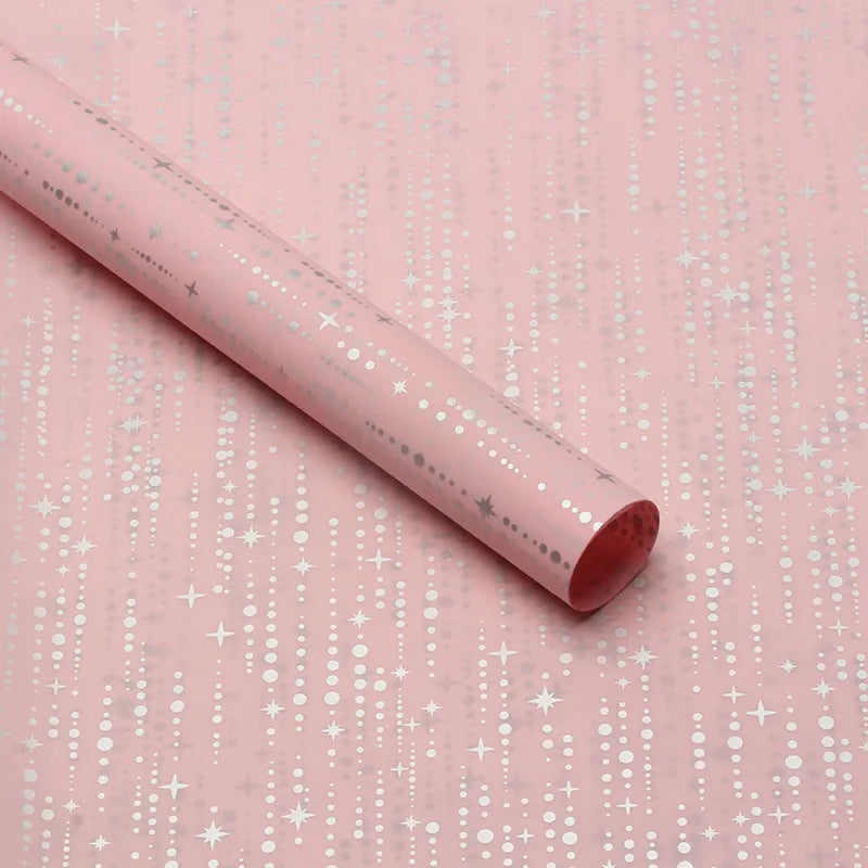 Elegant Romantic Round Dots Star Plastic Daily Date Korean Floral Wrapping Paper Party Supplies Gift Wrapping Supplies 1 Pack of 20 Sheets