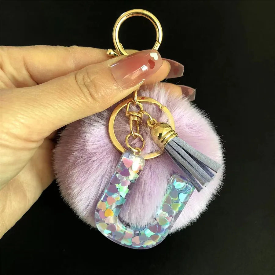 Cute Simple Style Letter Hairball Resin Unisex Bag Pendant Keychain