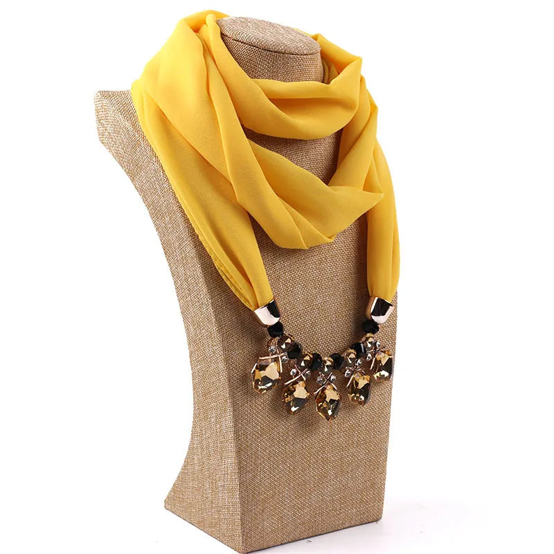 women's elegant solid color chiffon tassel scarf
