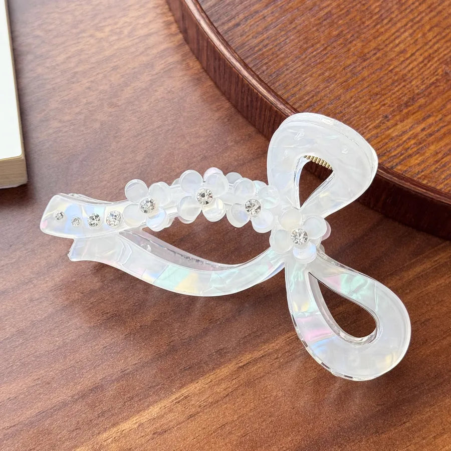 Elegant Large Butterfly Knot Diamond Embedded 3D Flower Hair Clip Luxury High Ponytail Hair Clip For Women Hair Accessories