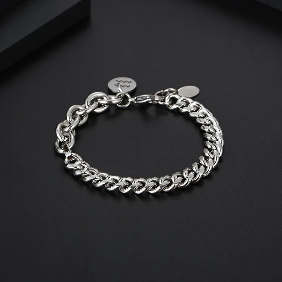 Hip-Hop Solid Color Titanium Steel Polishing Chain Men's Bracelets
