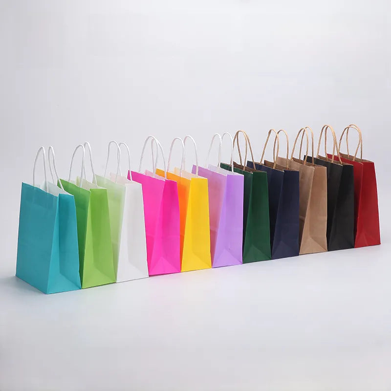Hand-held paper bag spot Square bottom Kraft paper bag take-out packaging gift packaging bag color shopping bag