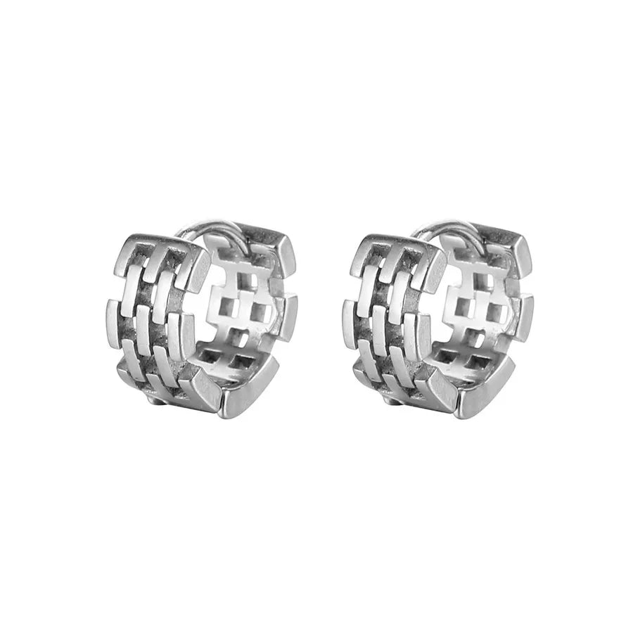 1 piece hip-hop geometric titanium steel plating men's earrings