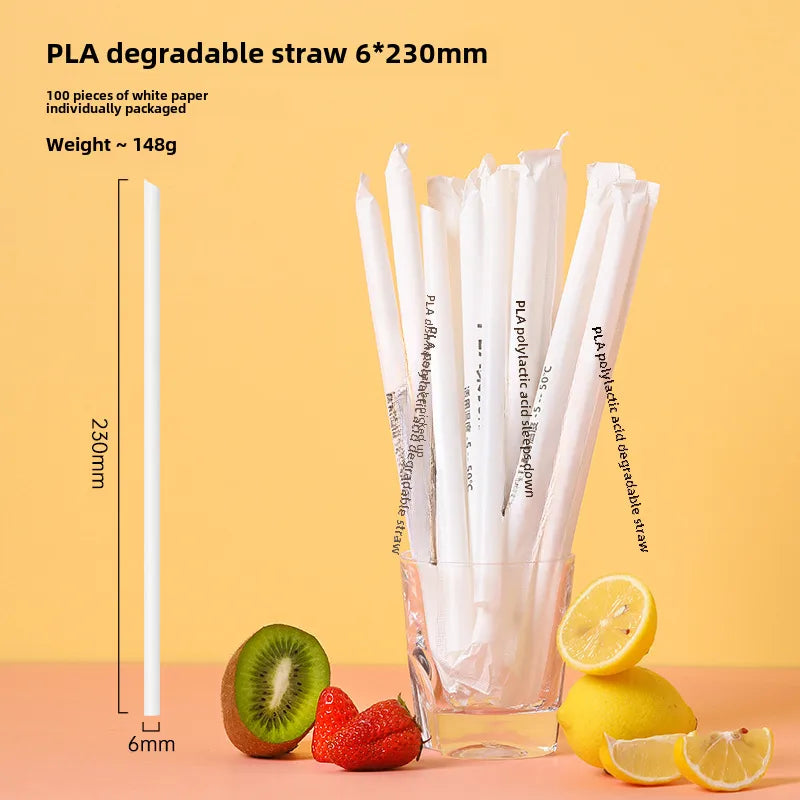 Disposable straw thick separate packaging commercial food grade plastic green hot drink pearl milk tea coffee special thin