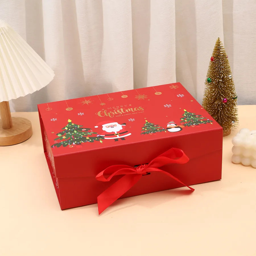 Christmas Gift Box Butterfly Knot Magnetic One-Piece Packaging Box Elegant Simple Style White Card Paper Christmas Gifts