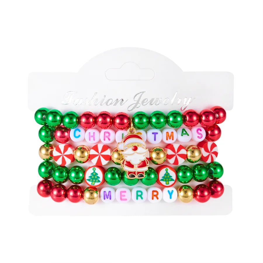 Christmas Combination Bracelets Versatile Soft Clay Santa Claus Bracelet Set  Style Alloy And Clay Deer And Snowflake Design For Women