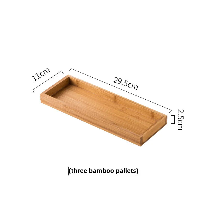 Nordic Ceramic Square Snack Bowl Platter Household Split Plate Snack Plate Hot Pot Sauce Plate Bamboo and Wooden Tray
