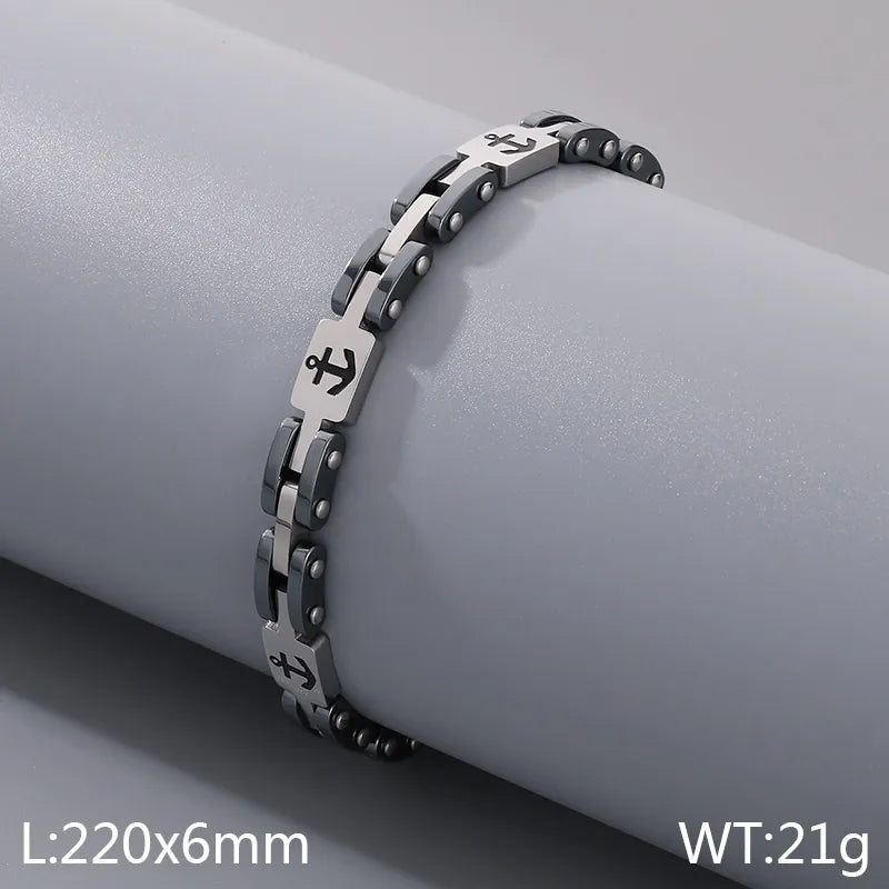 Casual Simple Style Geometric Anchor 304 Stainless Steel Men's Bracelets