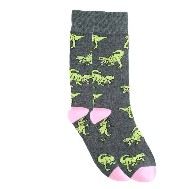 men's simple style commute animal cotton crew socks a pair